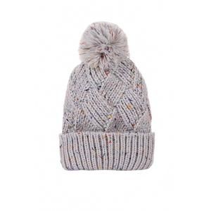 NEW 42POPS women's speckled pom pom beanie in gray